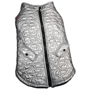 Novogratz Pets Zip Up Jacket Silver Metallic Coat Dog Size LARGE Winter Outdoor